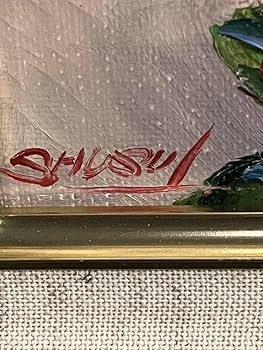 Amazon.co.jp: 真作内山秀水薔薇H9年作品寸法横15cm縦21.5cm油彩